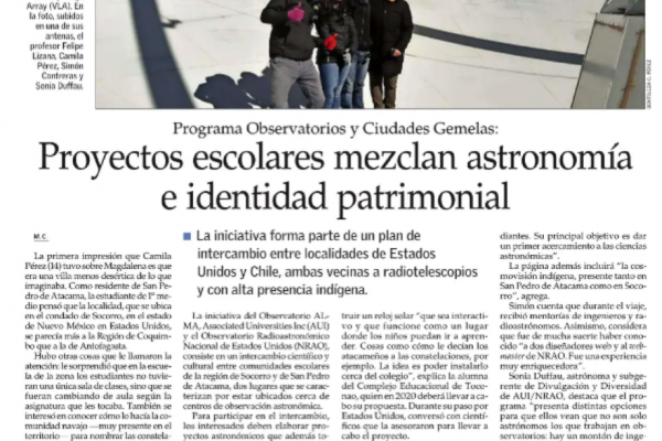 El Mercurio: Programa Observatorios y Ciudades Gemelas