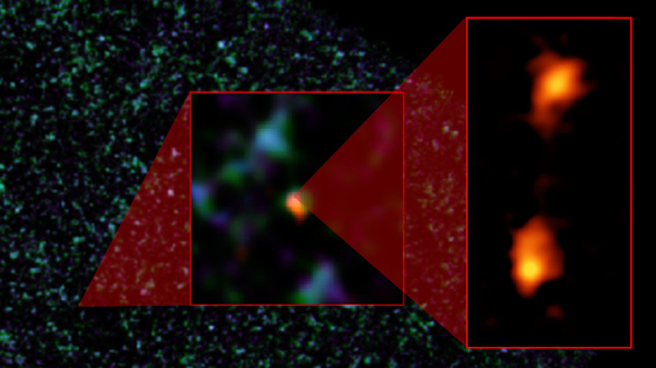 Observan dúo de galaxias titánicas en espectacular proceso de fusión y formación de estrellas
