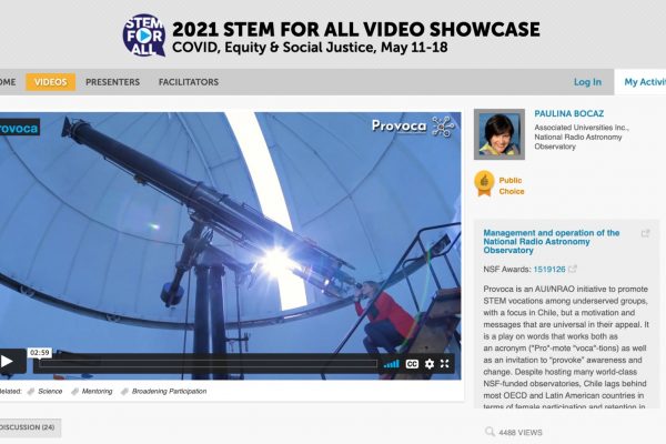 Fundación Nacional de Ciencia de Estados Unidos (NSF) premió pieza audiovisual de PROVOCA