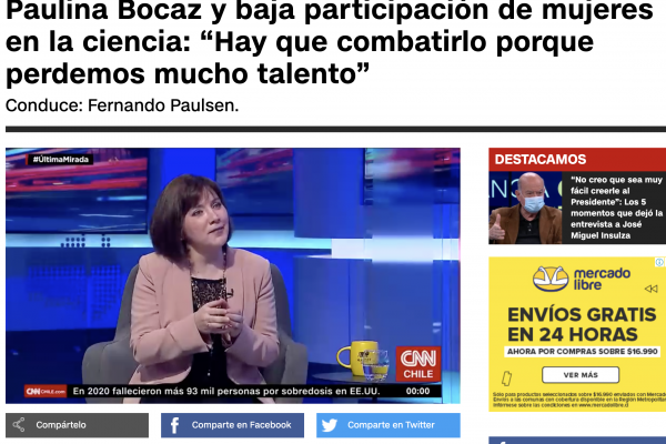 Paulina Bocaz en CNN sobre la baja participación de mujeres en la ciencia