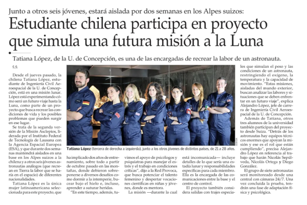 Diario El Mercurio destaca logro de Mentora Tatiana López