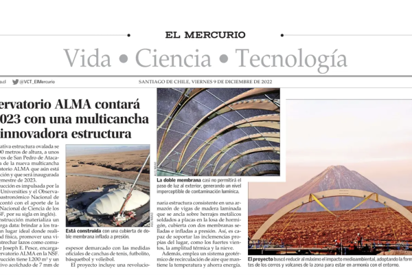 Diario El Mercurio destaca construcción de multicancha inédita en Observatorio ALMA