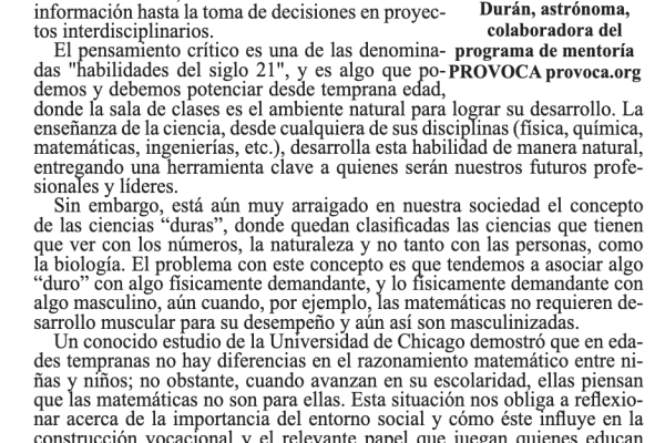 Columna de opinión de María Fernanda Durán, en el Día Internacional de la Educación
