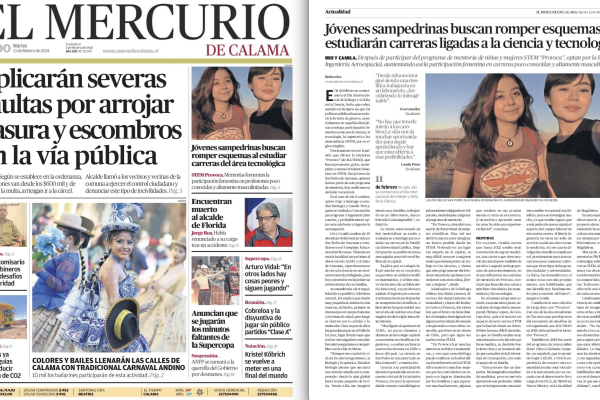 Diario El Mercurio de Calama destaca a estudiantes PROVOCA de San Pedro
